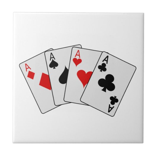 Vier Aces (vier van een soort) pokerspelkaarten Tegeltje (Voorkant)