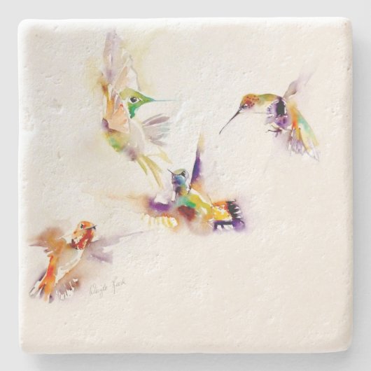 "Vier Acrobat's" Hummingbird Print Stenen Onderzetter (Voorkant)