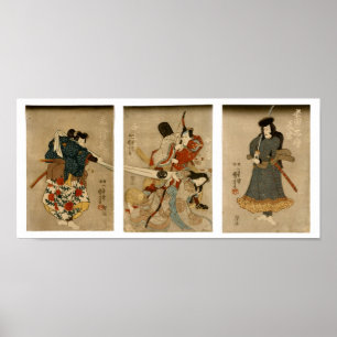 Vier acteurs, Kuniyoshi Japanse Fine Art Poster