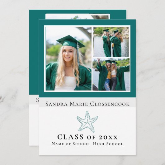 vier Afbeelding Nautische snuifvis afstuderen Aankondiging (Voorkant / Achterkant)