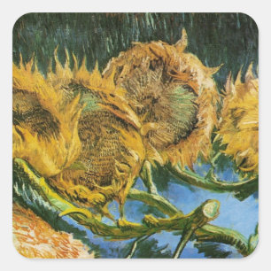 Vier afgesneden zonnebloemen door Vincent van Gogh Vierkante Sticker
