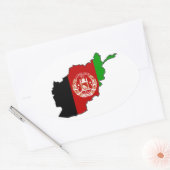 VIER Afghaanse vlag - Kaart Ovale Sticker (Envelop)