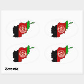 VIER Afghaanse vlag - Kaart Ovale Sticker (Vel)