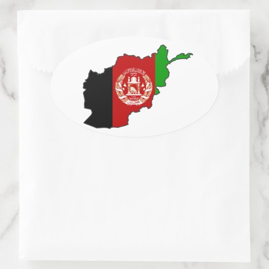VIER Afghaanse vlag - Kaart Ovale Sticker (Tas)