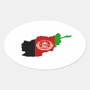 VIER Afghaanse vlag - Kaart Ovale Sticker