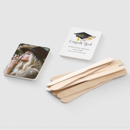 Vier Afstuderen aangepaste foto en tekst Handwaaier (Niet-gemonteerd)