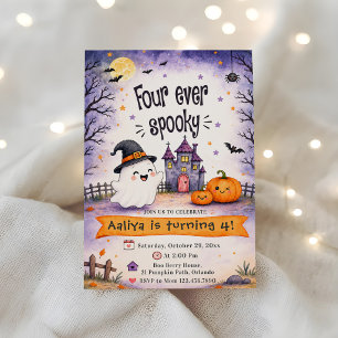 Vier altijd griezelige Halloween 4de verjaardagsfe Kaart
