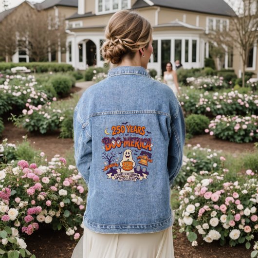 Vier America's 250ste verjaardag Denim Jacket (Huwelijk Achterkant)