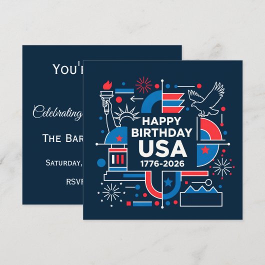 Vier America's 250ste verjaardag Kaart (Voorkant / Achterkant)