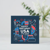 Vier America's 250ste verjaardag Kaart (Staand voorkant)