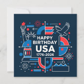 Vier America's 250ste verjaardag Kaart (Voorkant)