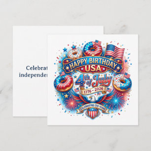 Vier America's 250ste verjaardag met donut Feestdagenkaart