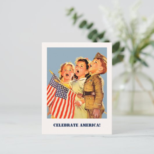 Vier Amerika, 4 juli Briefkaart (Staand voorkant)