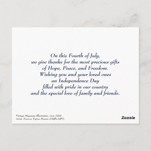 Vier Amerika, 4 juli Briefkaart (Achterkant)