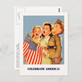 Vier Amerika, 4 juli  kunst Briefkaart (Voorkant / Achterkant)