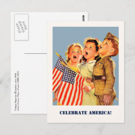 Vier Amerika, 4 juli kunst Briefkaart