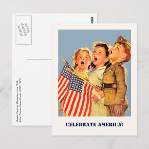 Vier Amerika, 4 juli  kunst Briefkaart