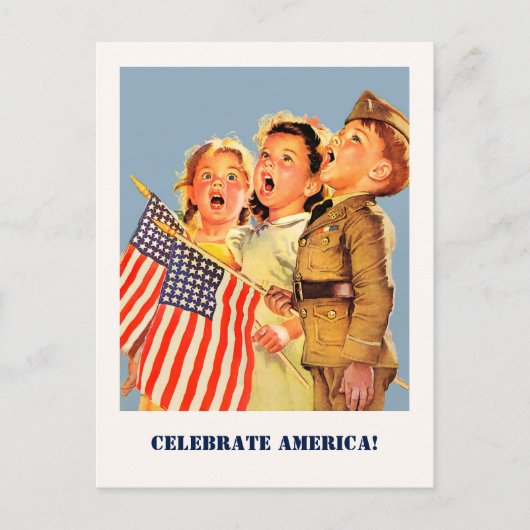 Vier Amerika, 4 juli  kunst Briefkaart (Voorkant)