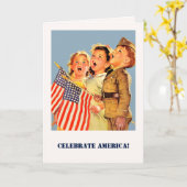 Vier Amerika, 4 juli  kunst Kaart (Gele Bloem)