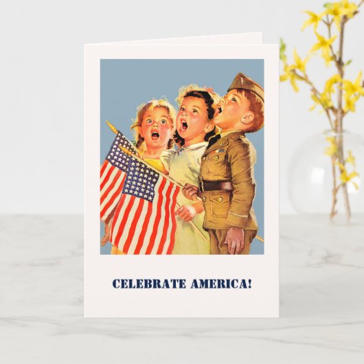 Vier Amerika, 4 juli  kunst Kaart (Gele Bloem)