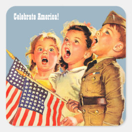 Vier Amerika, 4 juli Patriottisch Vierkante Sticker