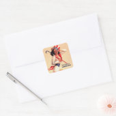 Vier Amerika! 4 juli Retro Pin-up Vierkante Sticker (Envelop)