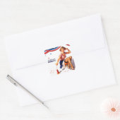 Vier Amerika. 4 juli Retro Pin-up Vierkante Sticker (Envelop)