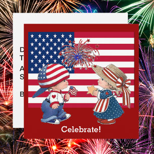 Vier Amerikaanse Flag Party Uitnodiging