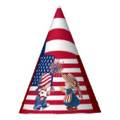 Vier Amerikaanse Vlag en Kinder Partij Pet Feesthoedjes (Voorkant)