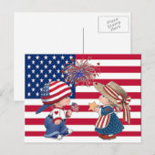 Vier Amerikaanse Vlag Vintage Kids, ZSSG Briefkaart (Voorkant / Achterkant)