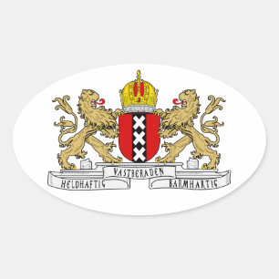 VIER Amsterdamse wapenschild Ovale Sticker