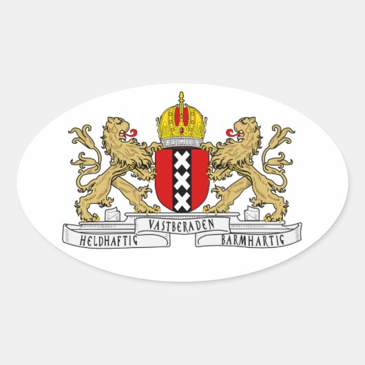 VIER Amsterdamse wapenschild Ovale Sticker (Voorkant)