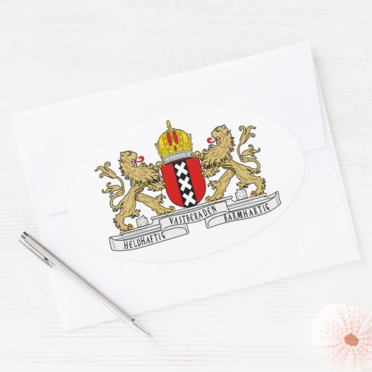 VIER Amsterdamse wapenschild Ovale Sticker (Envelop)