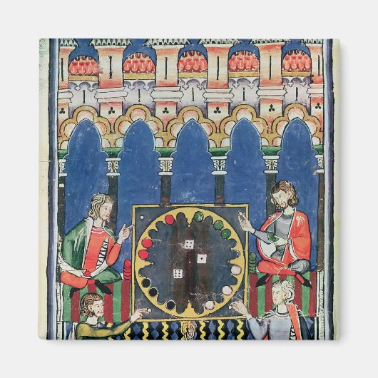 Vier Arabische backgammaspelers Magneet (Voorkant)