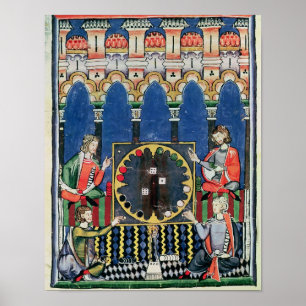 Vier Arabische backgammaspelers Poster