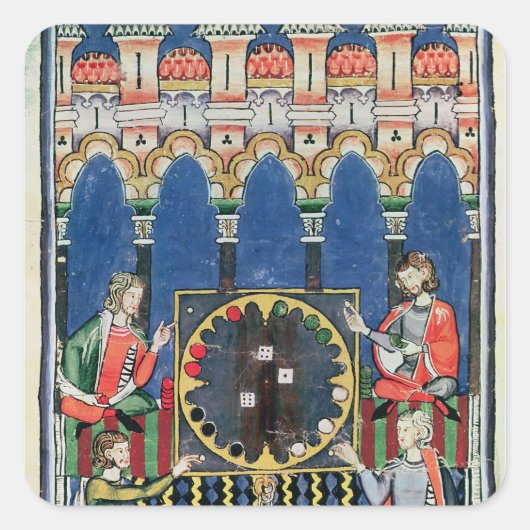 Vier Arabische backgammaspelers Vierkante Sticker (Voorkant)