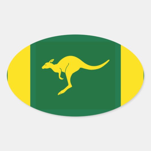 VIER Aussie Kleuren Kangoeroe Ovale Sticker (Voorkant)