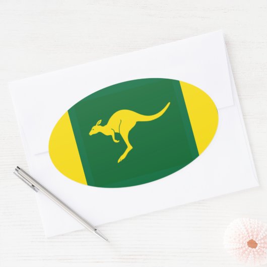 VIER Aussie Kleuren Kangoeroe Ovale Sticker (Envelop)