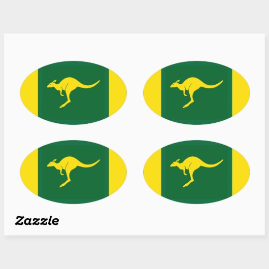 VIER Aussie Kleuren Kangoeroe Ovale Sticker (Vel)