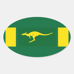 VIER Aussie Kleuren Kangoeroe Ovale Sticker
