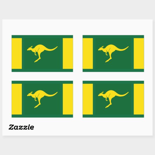 VIER Aussie Kleuren Kangoeroe Rechthoekige Sticker (Vel)