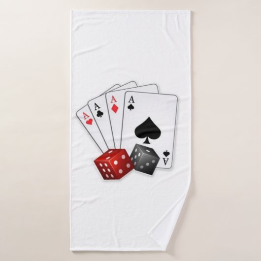 Vier azen en dobbelstenen bad handdoek (Badhanddoek)