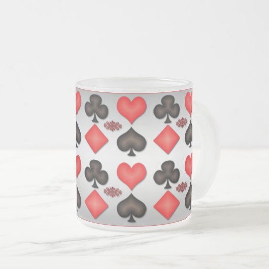 Vier Azen Speelkaarten Mok Zilveren Achtergrond (Voorkant rechts)
