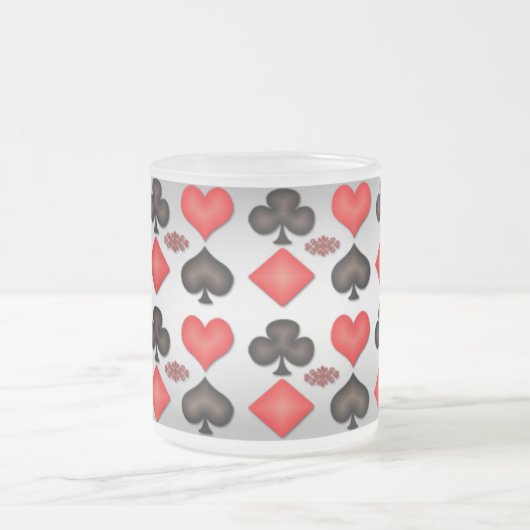 Vier Azen Speelkaarten Mok Zilveren Achtergrond (Center)