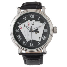 Vier Azen Spelen Kaarten Polshorloge Horloge