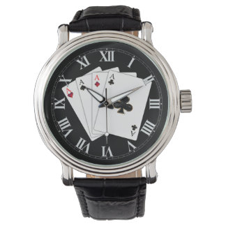 Vier Azen Spelen Kaarten Polshorloge Horloge