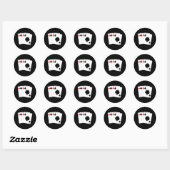 Vier azen zwart ronde sticker (Vel)