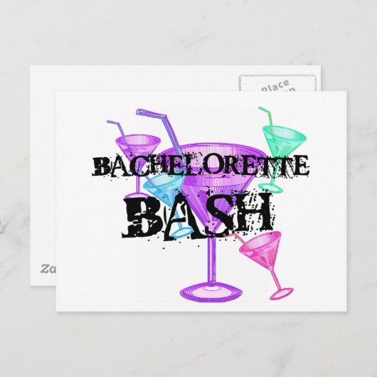 Vier Bachelorette Bash Briefkaart (Voorkant / Achterkant)