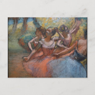 Vier balletdansers op het podium van Degas Briefkaart