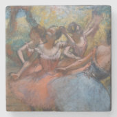 Vier balletdansers op het podium van Degas Stenen Onderzetter (Voorkant)